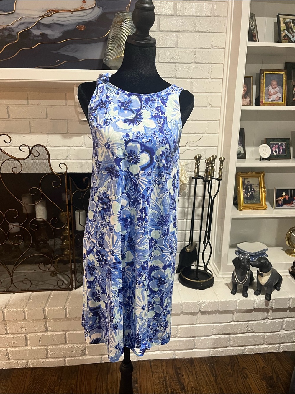 Lilly Pulitzer Blue & White Floral Midi Dress